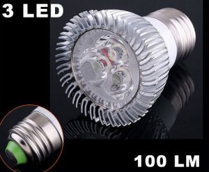 100LM E27 3W Energy Saving Cold White 3 LED Light Lamp Bulb  Free Shipping  Retail