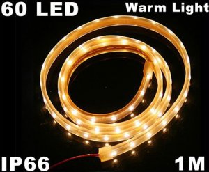 Warm White Light IP66 Waterproof 1M SMD 3528 60 LED Strip Light  10pcs/lot  Free Shipping