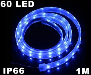 Blue IP66 Waterproof 1M SMD 3528 60 LED Strip Light  10pcs/lot  Free Shipping