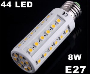 Bright 8W E27 44 LED Warm Light SMD Corn Light Bulb Lamp  10pcs/lot  Free Shipping