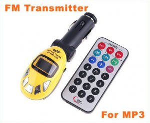 Usb Car FM Transmitter for Car MP3 with FM modulator SD MMC SLOT Yellow 5pcs/lot