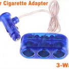 3-Way 12V Car Cigarette Socket car Adapter/ car Splitter/car Charger  8pcs/lot  Free Shipping