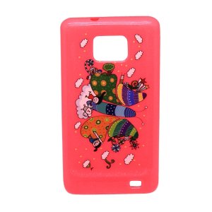 Wholesale BD Covers Samsung i9100 TPU Back Case Happiness Butterfly Sparkling Red Free Shipping
