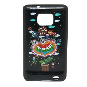 Wholesale Samsung i9100 Case TPU Back Case BD Covers Happiness Bonsai Sparkling Black Free Shipping