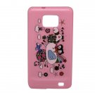 Pink TPU Soft Back Case BD Covers Happiness Horse Sparkling for Samsung i9100 Free Shipping