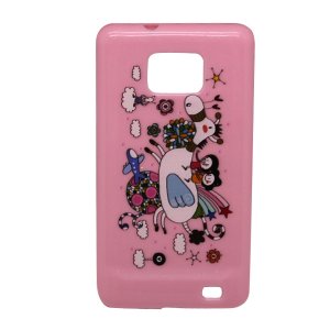 Pink TPU Soft Back Case BD Covers Happiness Horse Sparkling for Samsung i9100 Free Shipping