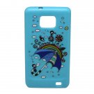 Samsung i9100 Case Blue TPU Soft Back Case BD Covers Happiness Umbrella Sparkling Free Shipping