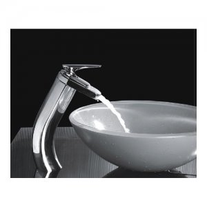 Wholesale Chrome Single Handle mount Waterfall Cold and Hot Bath Sink Faucets(O6610) Free Shipping