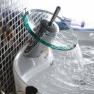Chrome Single Handle mount Glass Waterfall cold and hot Bath Sink Faucets(D410) Free Shipping