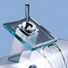 Chrome Single Handle mount Glass Waterfall Cold and Hot Bath Sink Faucets(O6604) Free Shipping