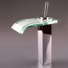Chrome Single Handle mount  Glass Waterfall Cold and Hot Bath Sink Faucets(O6605) Free Shipping