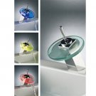 Chrome Single Handle mount LED Glass Waterfall Cold and Hot Bath Sink Faucets(O6608) Free Shipping