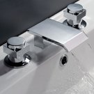 Chrome Two Handles Waterfall Cold and Hot Bath Sink Faucets(O6612) Free Shipping