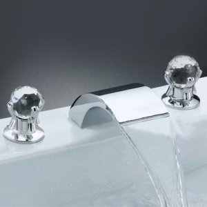 Two Handles Widespread Waterfall Bathroom Sink Faucet or Bathtub Faucet (VB0013) Free Shipping