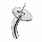 Chrome Single Handle mount  Glass Waterfall Cold and Hot Bath Sink Faucets(O6603) Free Shipping