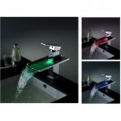Wholesale Chrome Single Handle LED Waterfall Bath Sink Faucets(W22103) Free Shipping