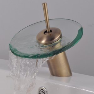 Bronze Single handle Waterfall Cold and Hot Bath Sink Faucets(W22404) Free Shipping
