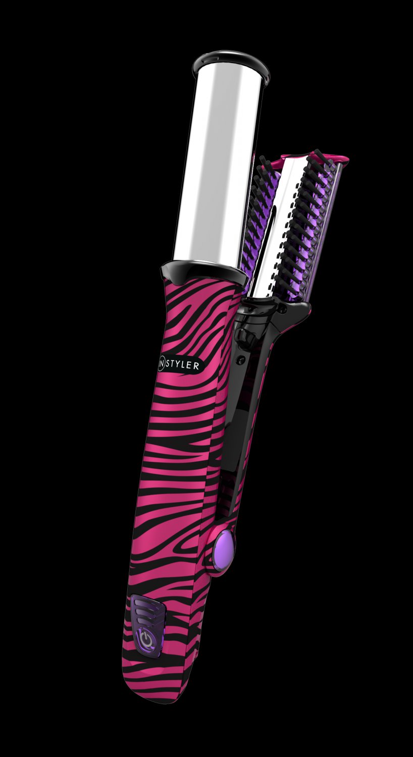 InStyler Rotating Iron 1 Pink Zebra   4f422a188122b 219503b 