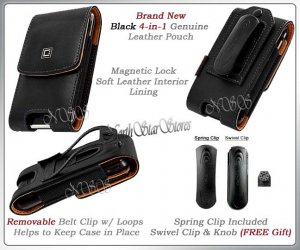 for MOTOROLA DROID 4 XT894 VERIZON BLK PREMIUM LEATHER COVER CASE POUCH HOLSTER