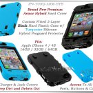 for APPLE iPHONE 4 4S SPRINT VERIZON BLK LIGHT BLUE ARMOR HYBRID GEL CASE COVER