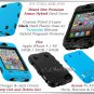 for APPLE iPHONE 4 4S SPRINT VERIZON BLK LIGHT BLUE ARMOR HYBRID GEL CASE COVER