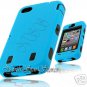 for APPLE iPHONE 4 4S SPRINT VERIZON BLK LIGHT BLUE ARMOR HYBRID GEL CASE COVER