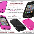 for APPLE iPHONE 4 4S 4G AT&T SPRINT VERIZON BLACK PINK ARMOR HYBRID CASE COVER