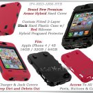 for APPLE iPHONE 4 4S 4G AT&T SPRINT VERIZON BLACK RED ARMOR HYBRID CASE COVER
