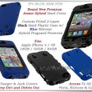for APPLE iPHONE 4 4S 4G AT&T SPRINT VERIZON BLACK BLUE ARMOR HYBRID CASE COVER