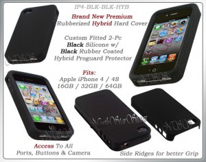 for APPLE iPHONE 4 4S AT&T SPRINT VERIZON BLACK HYBRID SILICONE CASE COVER GUARD