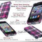 for APPLE iPHONE 4 4S SPRINT VERIZON HARD PINK PLAID SNAP-ON CASE SKIN COVER NEW