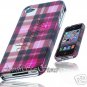 for APPLE iPHONE 4 4S SPRINT VERIZON HARD PINK PLAID SNAP-ON CASE SKIN COVER NEW
