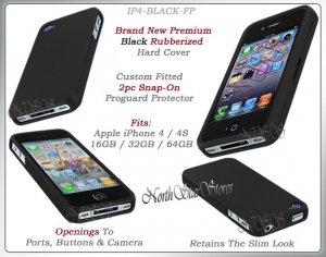 for APPLE iPHONE 4 4S AT&T SPRINT VERIZON HARD BLACK RUBBERIZED CASE COVER SKIN