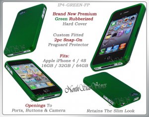 for APPLE iPHONE 4 4S AT&T SPRINT VERIZON HARD GREEN RUBBERIZED CASE COVER SKIN