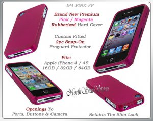 for APPLE iPHONE 4 4S 4G ATT SPRINT VERIZON HARD PINK RUBBERIZED CASE COVER SKIN