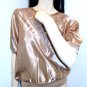 Vintage 70s Metallic Gold Short Sleeve Shirt/Blouse