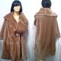 Vtg 60's Bell Sleeve Faux Fur Swing Coat Big Collar ML