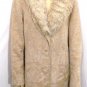 Vtg Tan Brocade Tapestry Carpet Coat, Big Faux Collar, ML