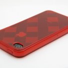 Square Pattern TPU Case for Apple iPhone 4 - Red