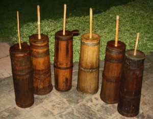 Antique Primitive Staved Wooden Butter Churns