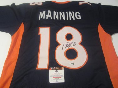 Peyton Manning Denver Broncos Hand Signed Blue Jersey GAI GA COA