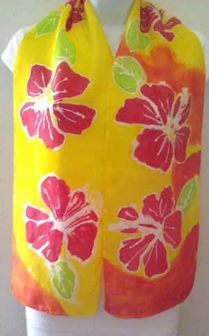 Tropical Hibiscus Silk Scarf