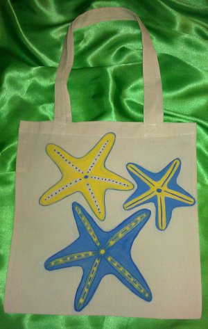 Yellow & Blue Starfishes Tote Bag