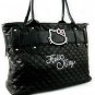 Womens Medium Size Black Quilted Belt Handbag Purse Tote Bag Handmade with Slider Charm Jewelry
