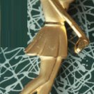 Vintage Signed JJ Lady Golfer Goldtone Brooch Pin