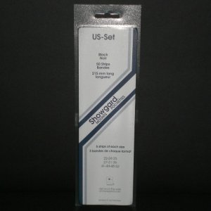SHOWGARD STAMP MOUNTS "BLACK  50 VERTICAL STRIPS"