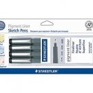 Staedtler Pigment Liner Fineliner Black Ink 4pk
