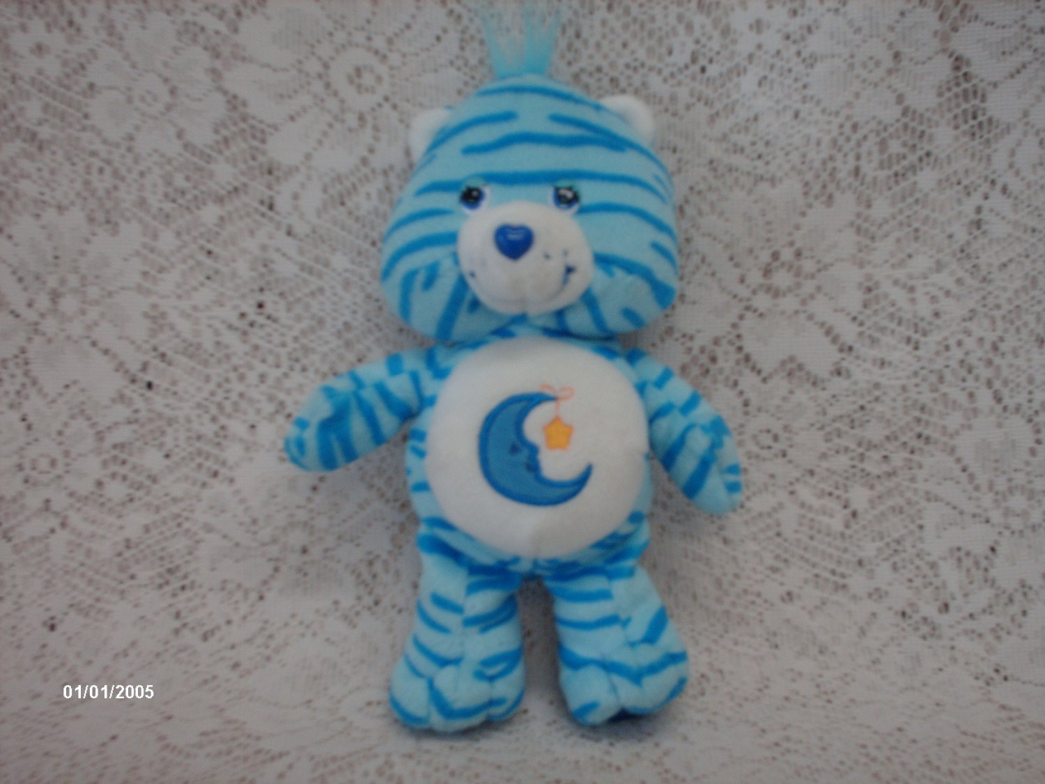 2004 8" Care Bears Bedtime Bear Plush Toy w/ stripes