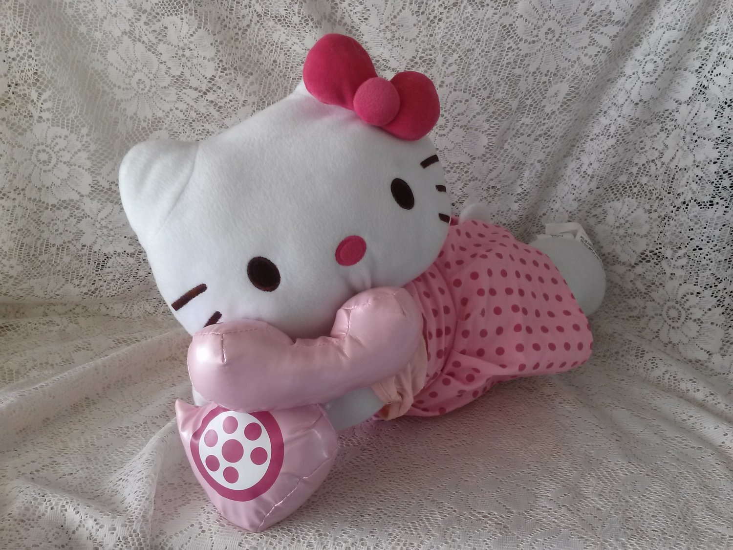 Sanrio Hello Kitty Plush Stuffed Pillow Doll Talking On Phone 19 2854