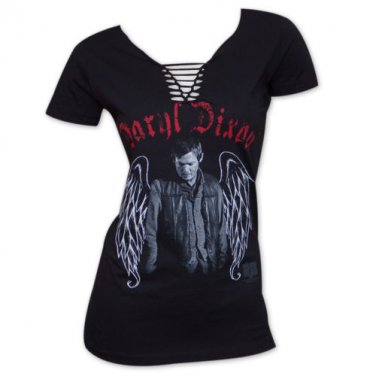 The Walking Dead Daryl Dixon Angel Wings Women's T-Shirt Black
